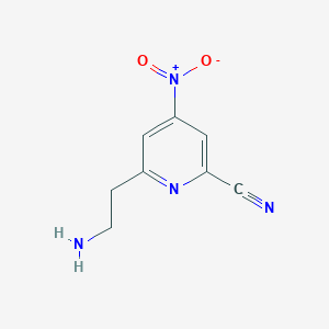 molecular formula C8H8N4O2 B14843787 6-(2-Aminoethyl)-4-nitropyridine-2-carbonitrile 