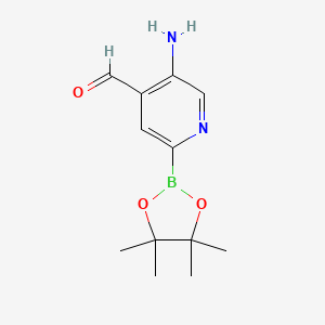 molecular formula C12H17BN2O3 B14843824 (5-Amino-4-formylpyridin-2-YL)boronic acid pinacol ester 