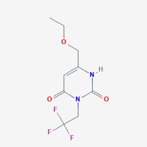 molecular formula C9H11F3N2O3 B1484384 6-(Ethoxymethyl)-3-(2,2,2-trifluoroethyl)-1,2,3,4-tetrahydropyrimidine-2,4-dione CAS No. 2098142-58-4