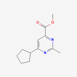 molecular formula C12H16N2O2 B1484389 Methyl 6-cyclopentyl-2-methylpyrimidine-4-carboxylate CAS No. 2098007-01-1