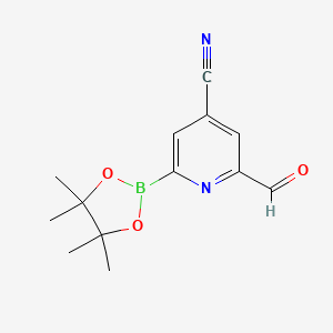 molecular formula C13H15BN2O3 B14843902 (4-Cyano-6-formylpyridin-2-YL)boronic acid pinacol ester 