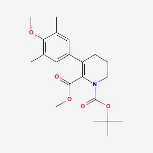molecular formula C21H29NO5 B1484395 1-(tert-Butyl) 2-methyl 3-(4-methoxy-3,5-dimethylphenyl)-5,6-dihydro-1,2(4H)-pyridinedicarboxylate CAS No. 2206265-09-8