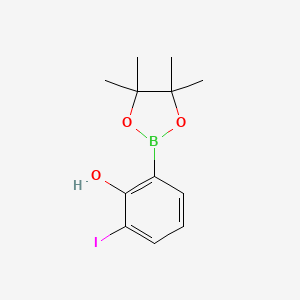 molecular formula C12H16BIO3 B14843963 2-Iodo-6-(4,4,5,5-tetramethyl-1,3,2-dioxaborolan-2-YL)-phenol 