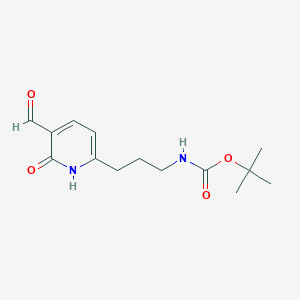 molecular formula C14H20N2O4 B14844028 Tert-butyl 3-(5-formyl-6-hydroxypyridin-2-YL)propylcarbamate 