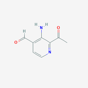 molecular formula C8H8N2O2 B14844096 2-Acetyl-3-aminoisonicotinaldehyde CAS No. 1393532-38-1