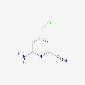 molecular formula C7H6ClN3 B14844152 6-Amino-4-(chloromethyl)pyridine-2-carbonitrile 