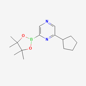 molecular formula C15H23BN2O2 B14844171 6-(Cyclopentyl)pyrazine-2-boronic acid pinacol ester 