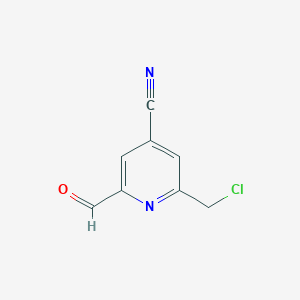 molecular formula C8H5ClN2O B14844187 2-(Chloromethyl)-6-formylisonicotinonitrile 