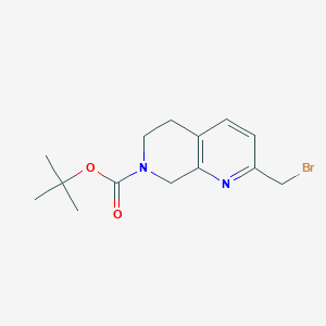 molecular formula C14H19BrN2O2 B14844228 Tert-butyl 2-(bromomethyl)-5,8-dihydro-1,7-naphthyridine-7(6H)-carboxylate 