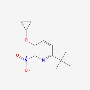 molecular formula C12H16N2O3 B14844305 6-Tert-butyl-3-cyclopropoxy-2-nitropyridine 