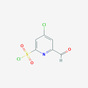 molecular formula C6H3Cl2NO3S B14844312 4-Chloro-6-formylpyridine-2-sulfonyl chloride 