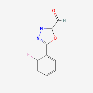 molecular formula C9H5FN2O2 B14844436 5-(2-Fluorophenyl)-1,3,4-oxadiazole-2-carbaldehyde 