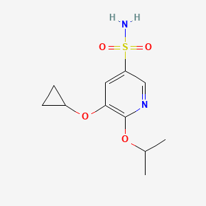 molecular formula C11H16N2O4S B14844447 5-Cyclopropoxy-6-isopropoxypyridine-3-sulfonamide 