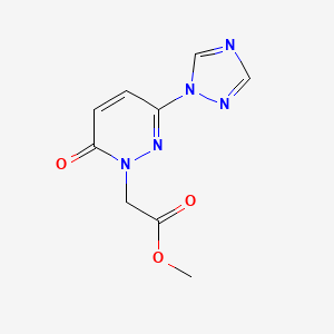 molecular formula C9H9N5O3 B1484456 methyl 2-[6-oxo-3-(1H-1,2,4-triazol-1-yl)-1,6-dihydropyridazin-1-yl]acetate CAS No. 2098039-16-6