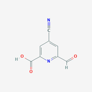 molecular formula C8H4N2O3 B14844684 4-Cyano-6-formylpyridine-2-carboxylic acid 