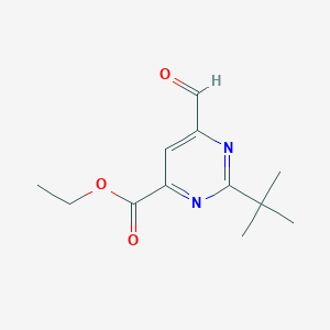 molecular formula C12H16N2O3 B14844777 Ethyl 2-tert-butyl-6-formylpyrimidine-4-carboxylate 