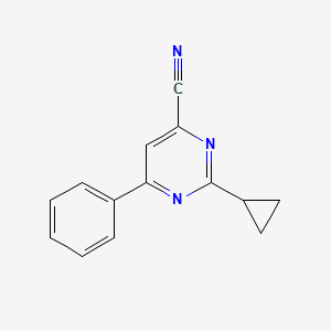 molecular formula C14H11N3 B1484479 2-Cyclopropyl-6-phenylpyrimidine-4-carbonitrile CAS No. 2098038-95-8