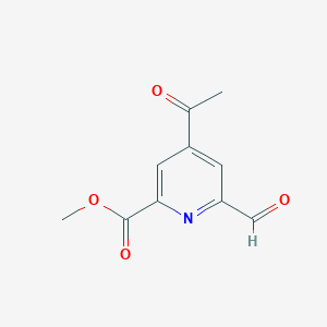 molecular formula C10H9NO4 B14844804 Methyl 4-acetyl-6-formylpyridine-2-carboxylate 