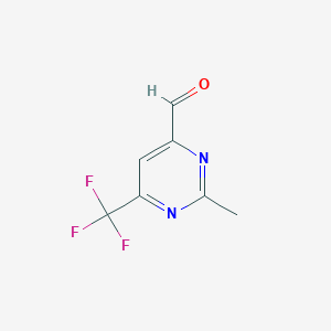 molecular formula C7H5F3N2O B14844855 2-Methyl-6-(trifluoromethyl)pyrimidine-4-carbaldehyde 