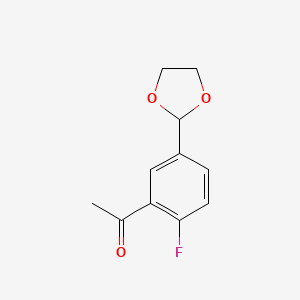 molecular formula C11H11FO3 B14844911 1-[5-(1,3-Dioxolan-2-YL)-2-fluorophenyl]ethanone 