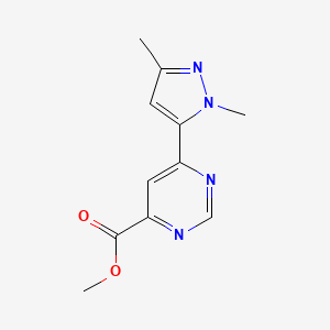 molecular formula C11H12N4O2 B1484496 methyl 6-(1,3-dimethyl-1H-pyrazol-5-yl)pyrimidine-4-carboxylate CAS No. 2097974-42-8