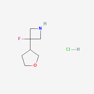 molecular formula C7H13ClFNO B1484505 3-Fluoro-3-(oxolan-3-yl)azetidine hydrochloride CAS No. 2097958-81-9