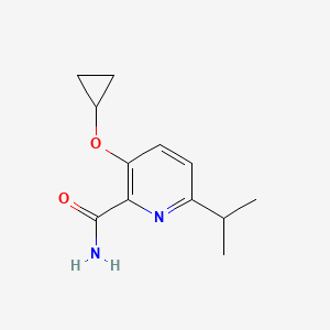 molecular formula C12H16N2O2 B14845065 3-Cyclopropoxy-6-isopropylpicolinamide 