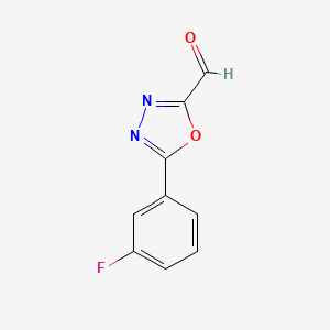 molecular formula C9H5FN2O2 B14845169 5-(3-Fluorophenyl)-1,3,4-oxadiazole-2-carbaldehyde 