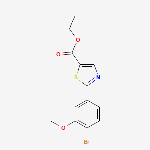 molecular formula C13H12BrNO3S B14845239 2-(4-Bromo-3-methoxy-phenyl)-thiazole-5-carboxylic acid ethyl ester 