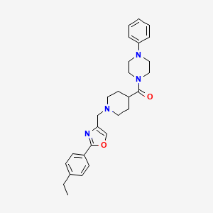 molecular formula C28H34N4O2 B1484524 (1-{[2-(4-Ethylphenyl)-1,3-oxazol-4-yl]methyl}-4-piperidinyl)(4-phenyl-1-piperazinyl)methanone CAS No. 2206265-20-3