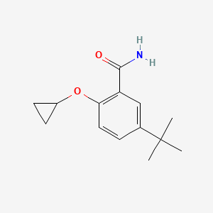 molecular formula C14H19NO2 B14845374 5-Tert-butyl-2-cyclopropoxybenzamide 