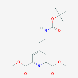 molecular formula C16H22N2O6 B14845411 Dimethyl 4-(2-((tert-butoxycarbonyl)amino)ethyl)pyridine-2,6-dicarboxylate 