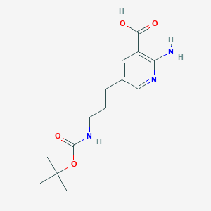 molecular formula C14H21N3O4 B14845442 2-Amino-5-(3-((tert-butoxycarbonyl)amino)propyl)nicotinic acid 