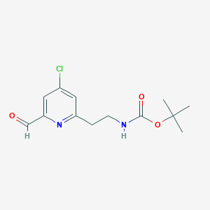 molecular formula C13H17ClN2O3 B14845475 Tert-butyl 2-(4-chloro-6-formylpyridin-2-YL)ethylcarbamate 