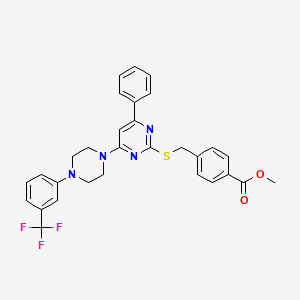 Methyl 4-{[(4-phenyl-6-{4-[3-(trifluoromethyl)phenyl]-1-piperazinyl}-2-pyrimidinyl)sulfanyl]methyl}benzoate