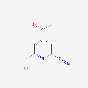 molecular formula C9H7ClN2O B14845535 4-Acetyl-6-(chloromethyl)pyridine-2-carbonitrile 