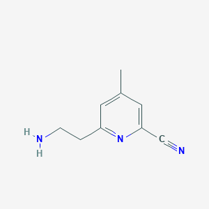 molecular formula C9H11N3 B14845599 6-(2-Aminoethyl)-4-methylpyridine-2-carbonitrile 