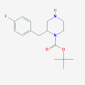 molecular formula C16H23FN2O2 B14845651 Tert-butyl 2-(4-fluorobenzyl)piperazine-1-carboxylate 