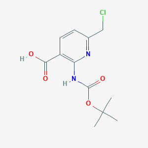 molecular formula C12H15ClN2O4 B14845768 2-((tert-Butoxycarbonyl)amino)-6-(chloromethyl)nicotinic acid 