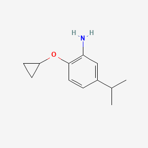 molecular formula C12H17NO B14845794 2-Cyclopropoxy-5-isopropylaniline 