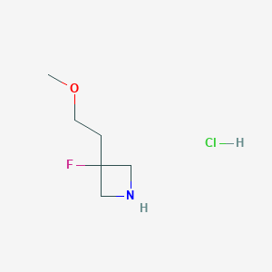 molecular formula C6H13ClFNO B1484591 3-Fluoro-3-(2-methoxyethyl)azetidine hydrochloride CAS No. 2098054-56-7