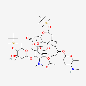 [5-[(4R)-5-[tert-butyl(dimethyl)silyl]oxy-4-hydroxy-4,6-dimethyloxan-2-yl]oxy-2-[[16-[tert-butyl(dimethyl)silyl]oxy-18-methoxy-5,12-dimethyl-11-[6-methyl-5-(methylamino)oxan-2-yl]oxy-3-oxo-4,17-dioxabicyclo[12.3.2]nonadeca-7,9-dien-19-yl]oxy]-4-(dimethylamino)-6-methyloxan-3-yl] acetate