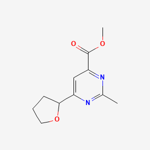 molecular formula C11H14N2O3 B1484600 Methyl 2-methyl-6-(oxolan-2-yl)pyrimidine-4-carboxylate CAS No. 2098076-51-6