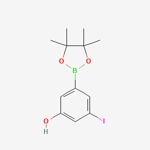 molecular formula C12H16BIO3 B14846048 3-Iodo-5-(4,4,5,5-tetramethyl-1,3,2-dioxaborolan-2-YL)phenol 