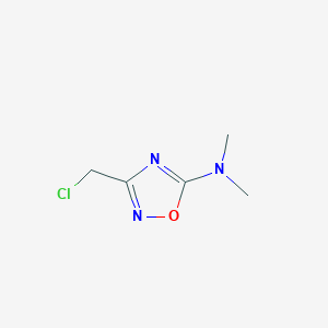 molecular formula C5H8ClN3O B14846172 3-(Chloromethyl)-N,N-dimethyl-1,2,4-oxadiazol-5-amine 