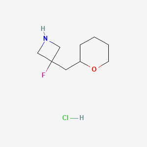 molecular formula C9H17ClFNO B1484621 3-Fluoro-3-[(oxan-2-yl)methyl]azetidine hydrochloride CAS No. 2098023-73-3