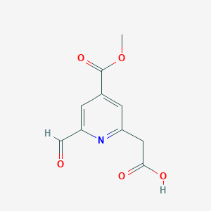 molecular formula C10H9NO5 B14846316 [6-Formyl-4-(methoxycarbonyl)pyridin-2-YL]acetic acid 