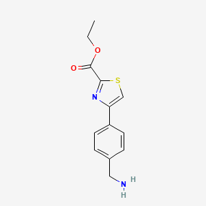 molecular formula C13H14N2O2S B14846318 Ethyl 4-(4-(aminomethyl)phenyl)thiazole-2-carboxylate 