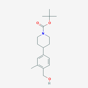 molecular formula C18H27NO3 B1484640 4-(4-Hydroxymethyl-3-methylphenyl)-piperidine-1-carboxylic acid tert-butyl ester CAS No. 1240969-59-8