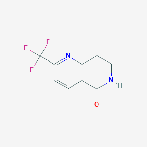 molecular formula C9H7F3N2O B14846405 2-(Trifluoromethyl)-7,8-dihydro-1,6-naphthyridin-5(6H)-one 